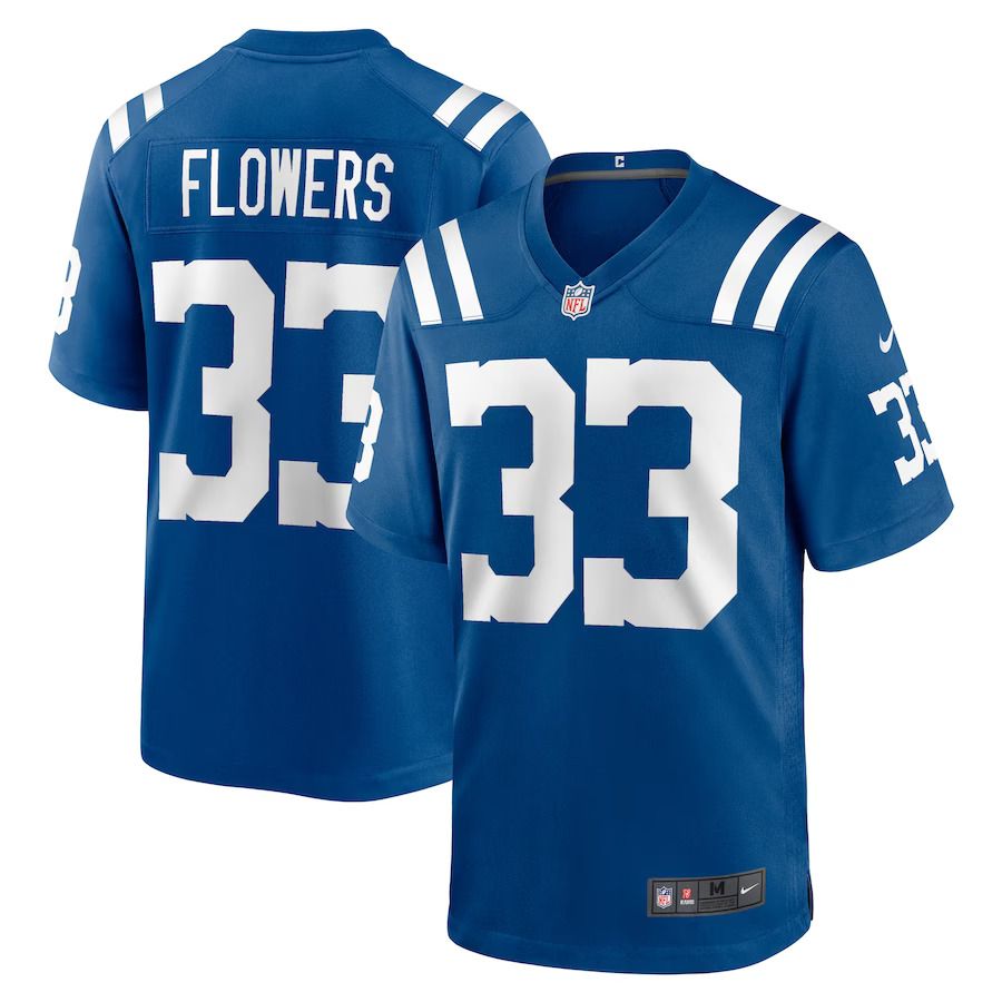 Men Indianapolis Colts #33 Dallis Flowers Nike Royal Game Player NFL Jersey